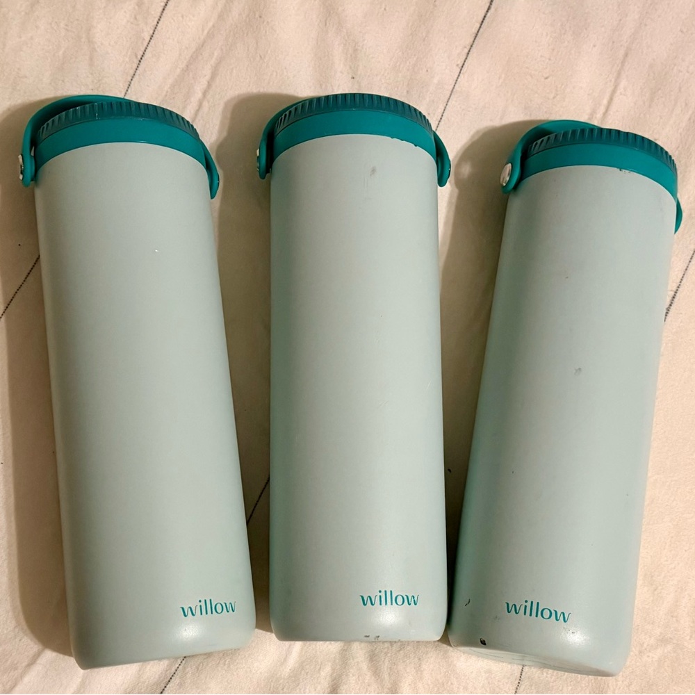 Willow Aqua and White milk containers